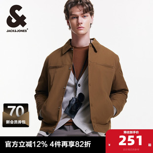 羽绒夹克外套男装 杰克琼斯outlets冬简约纯色百搭时尚 翻领薄款