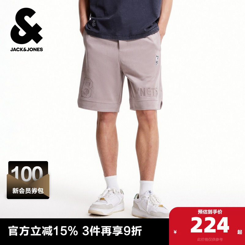 杰克琼斯奥特莱斯NBA联名篮网队字母刺绣夏季男装短裤潮时尚裤子