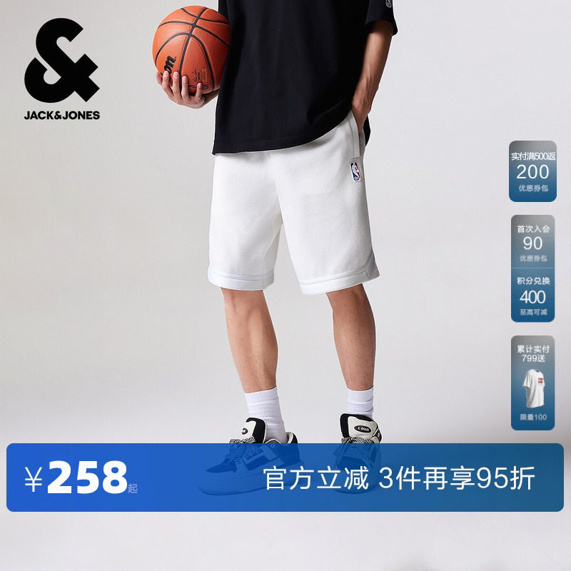 杰克琼斯奥特莱斯男装夏季新款NBA联名宽松运动风短裤子五分裤