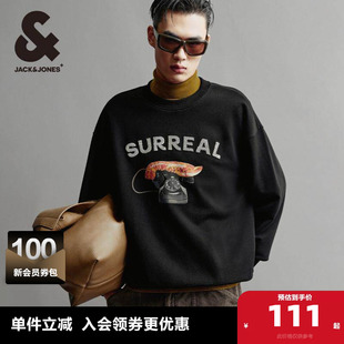 杰克琼斯DALI联名款 新款 立体字母胶印日常略宽松圆领卫衣男装 春季