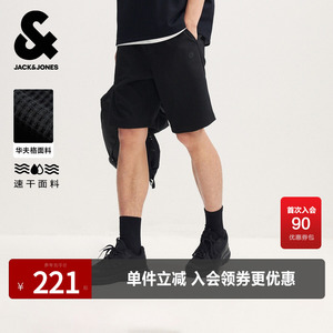 【速干】杰克琼斯夏季男装短裤立体LOGO装饰简约休闲华夫格面料