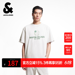杰克琼斯夏季NBA联名凯尔特人运动纯棉男士短袖T恤男款男装夏