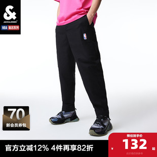 男装 子男裤 休闲裤 杰克琼斯春新NBA联名篮网队宽松贴布刺绣长裤
