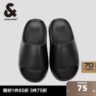 黑色厚底凉拖男装 logo胶印简约外穿室内凉拖鞋 男士 杰克琼斯夏季