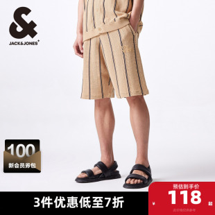 新款 男装 男士 子字母贴布抽绳休闲短裤 宽松裤 杰克琼斯outlets夏季