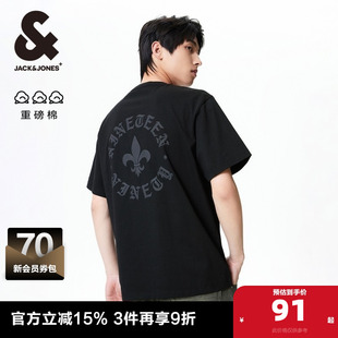 重磅纯棉情侣装 杰克琼斯男士 复古哥特打底衫 T恤2025年夏季 T恤 短袖