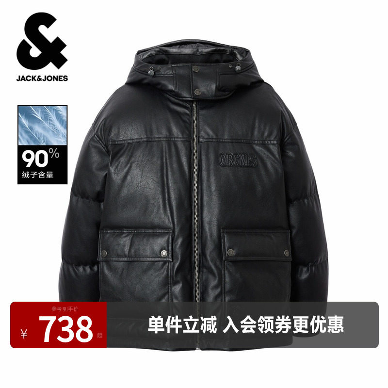 杰克琼斯奥特莱斯2025年冬季新款男装羽绒服宽松长袖经典外套上衣