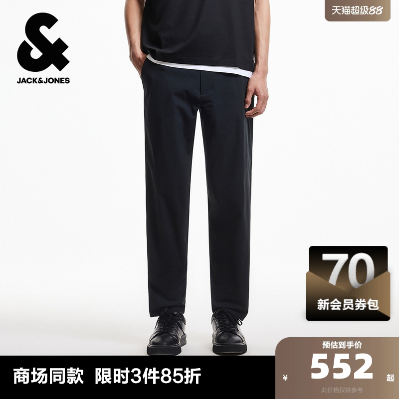 杰克琼斯奥特莱斯男装秋季锥形休闲裤潮流时尚个性简约风纯色裤子