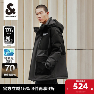 羽绒服男外套男装 杰克琼斯outlets工装 户外运动三防科技连帽长款