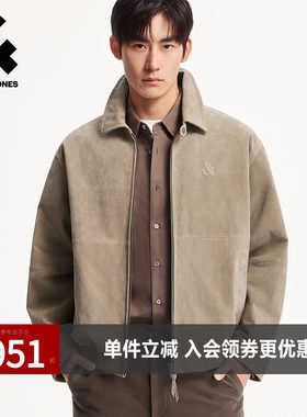 杰克琼斯男装春秋季皮衣奥特莱斯翻领立体刺绣logo长袖外套