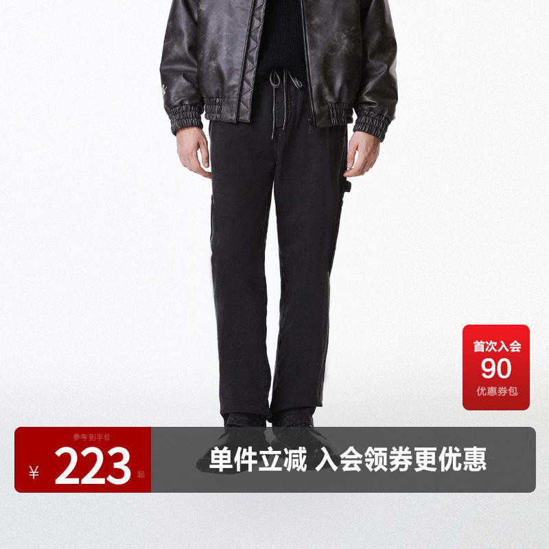 杰克琼斯男装裤子春季新款宽松水洗复古纯棉舒适工装风卫裤