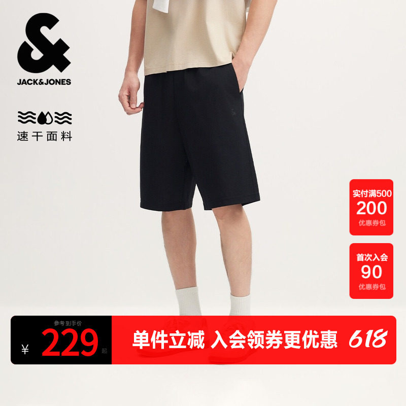 【速干】杰克琼斯奥莱夏男款短裤子宽松针织面料精致立体胶印时尚