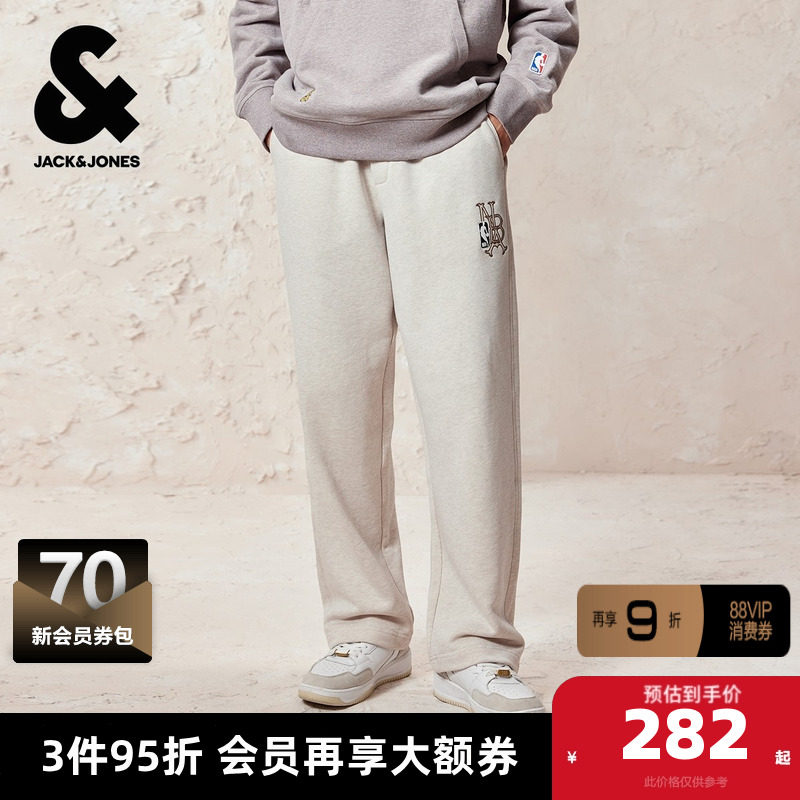 杰克琼斯奥特莱斯男装秋季卫裤2025年NBA联名松紧抽绳字母长裤子,男装,卫裤,淘宝优惠券,粉丝福利购,淘宝优惠卷
