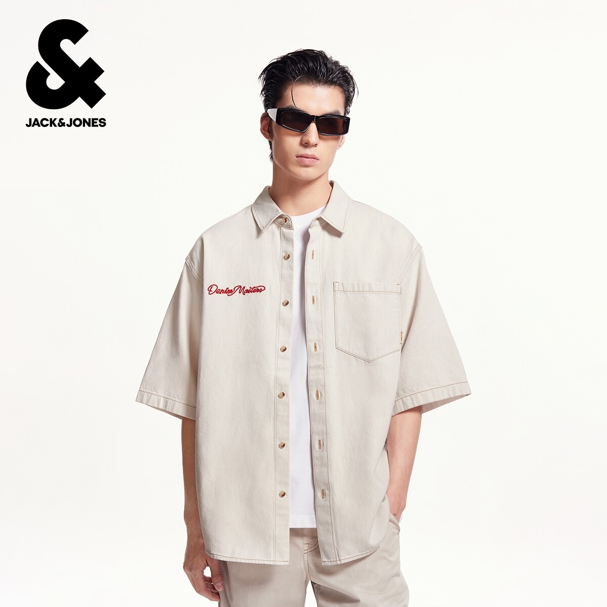 杰克琼斯奥特莱斯男装夏季舒适百搭潮流时尚个性简约短袖衬衫上衣