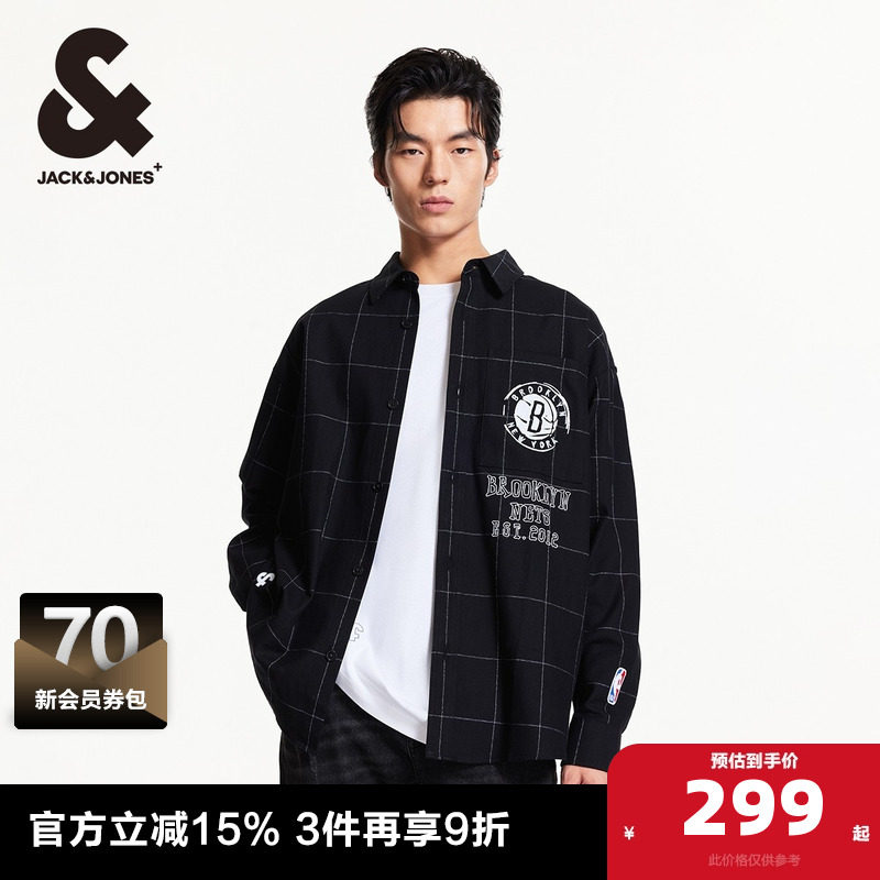 杰克琼斯NBA联名秋款男长袖衬衫翻领宽松胶印logo贴布衬衫男装,男装,衬衫,淘宝优惠券,粉丝福利购,淘宝优惠卷