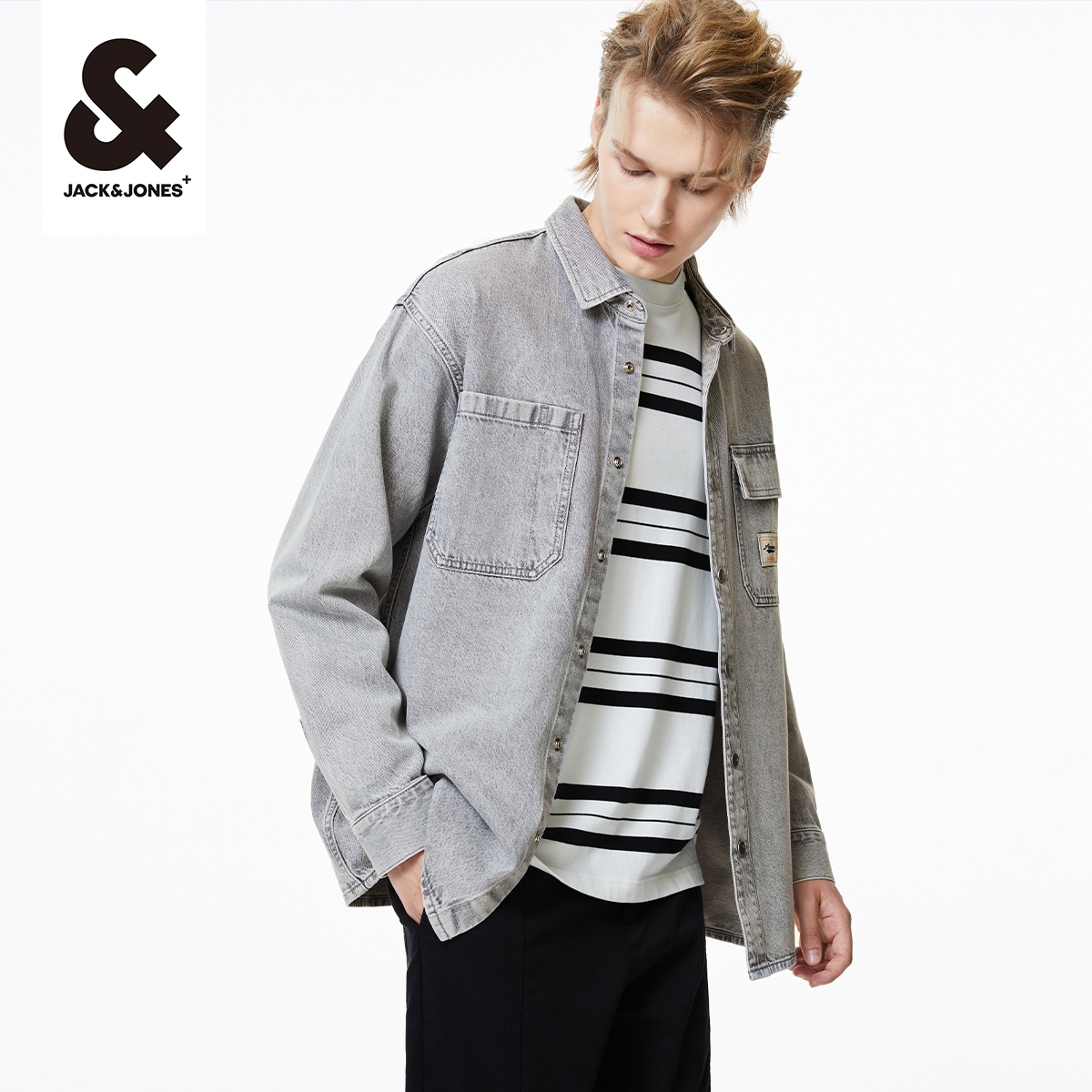 水洗复古牛仔衬衫杰克琼斯