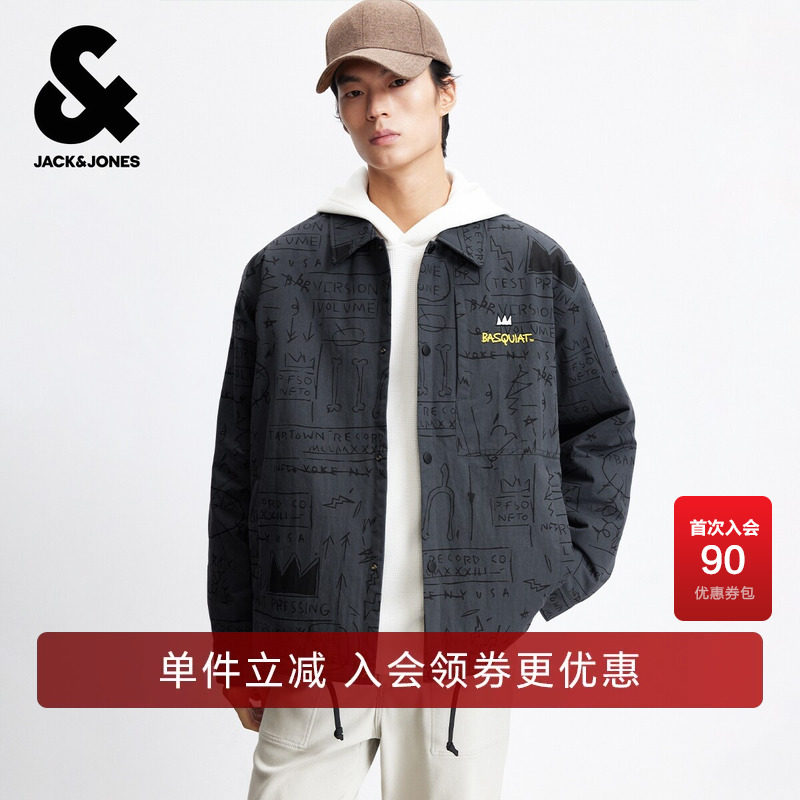 杰克琼斯春秋季男装棉衣服宽松翻领常规BSQ联名刺绣时尚百搭潮
