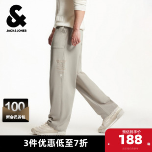 男装 杰克琼斯春秋精致刺绣可调节抽绳舒适百搭纯色宽松裤 子休闲裤