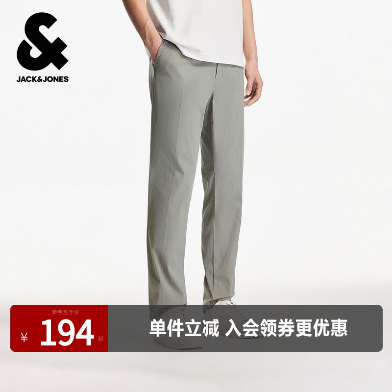 杰克琼斯男装春秋新款常规版型日常舒适百搭简约字母刺绣休闲裤子 - 实物图