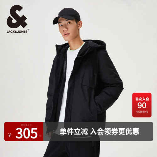 杰克琼斯棉服外套纯色连帽