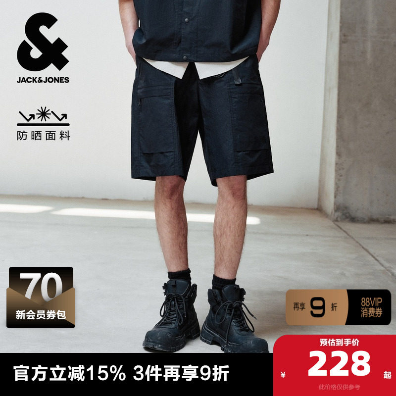 杰克琼斯奥特莱斯夏季多口袋简约风潮流时尚宽松基础短裤子男装