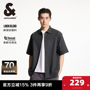 衬衫 杰克琼斯奥特莱斯男装 纯色后背刺绣宽松休闲短袖 新款 外套 夏季