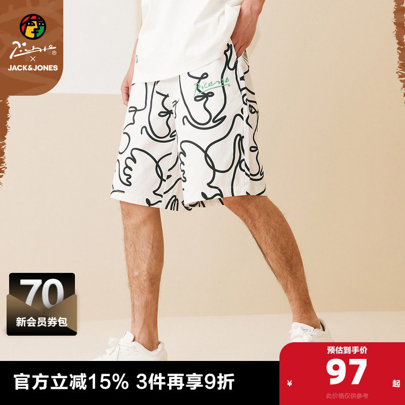 杰克琼斯outlets春季商场同款五分裤子时尚印花纯棉休闲短裤男装,男装,休闲裤,淘宝优惠券,粉丝福利购,淘宝优惠卷