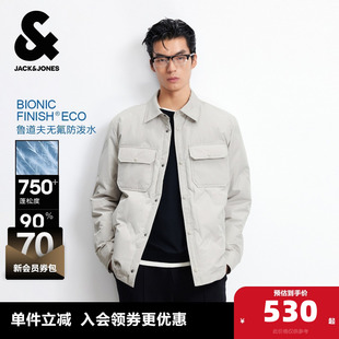 鹅绒夹克衬衫 秋冬新款 杰克琼斯男装 领字母商务休闲外套 防泼水