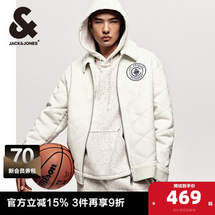 NBA联名快船队菱格车线宽松翻领男装 外套春季 夹克 杰克琼斯男装
