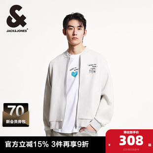 日常休闲宽松棒球领卫衣外套男装 杰克琼斯BIG 新款 春季 HUG联名款