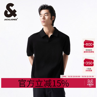 杰克琼斯夏季新款常规翻领休闲LOGO刺绣男士短袖POLO衫男款男装