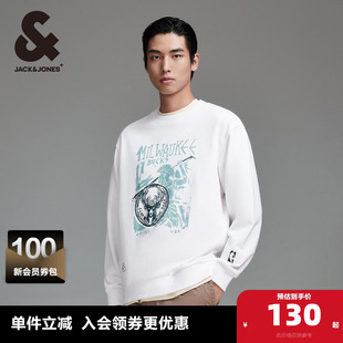 杰克琼斯春秋季新款NBA联名雄鹿队潮流舒适略宽松圆领卫衣男装
