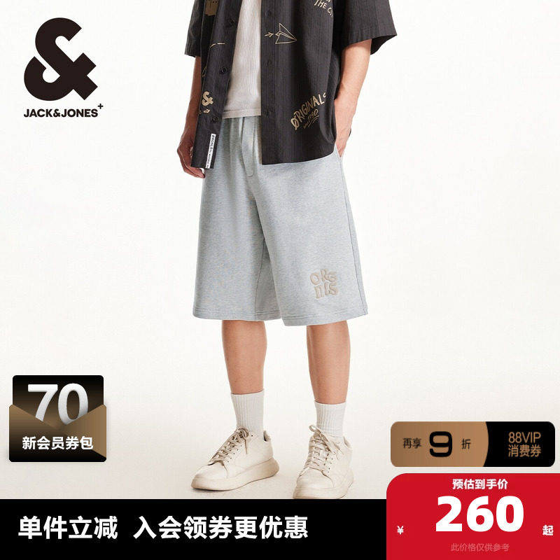 杰克琼斯夏季新款潮酷高街时尚简约字母刺绣宽松休闲短裤子男装