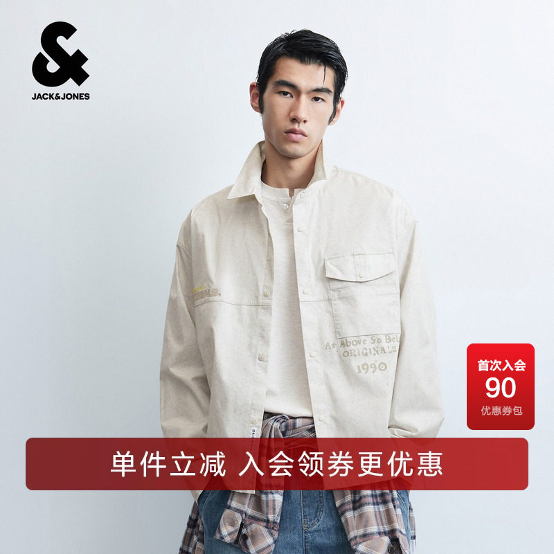 杰克琼斯男士宽松印花百搭衬衫