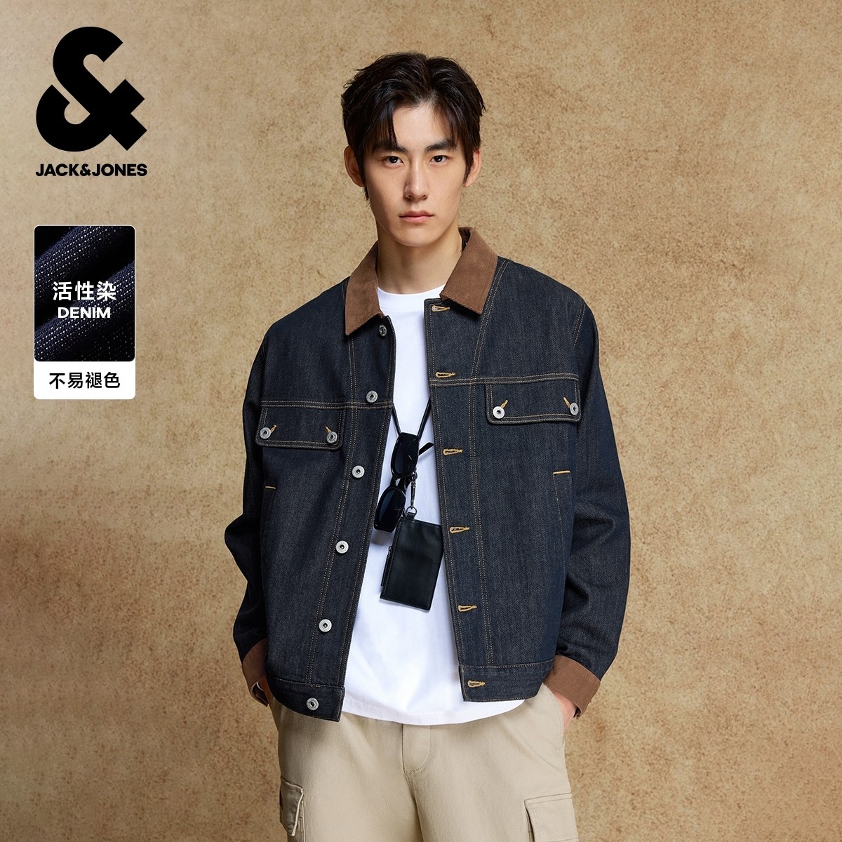 杰克琼斯奥特莱斯男装春季新款牛仔夹克外套高街时尚潮尖领上衣,男装,夹克,淘宝优惠券,粉丝福利购,淘宝优惠卷