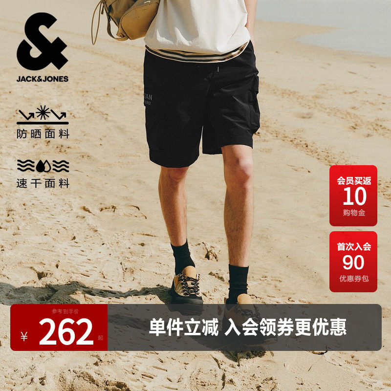 【防晒】杰克琼斯奥莱男装夏季短裤OVERSIZED双侧插袋字母胶印
