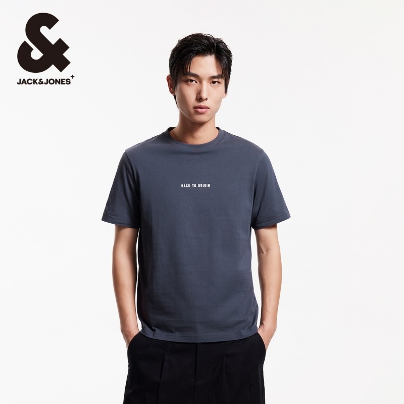 杰克琼斯短袖T恤男款男装夏季新款轻薄简约男士上衣字母印花纯棉