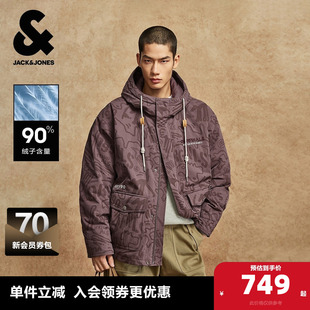 款 羽绒服大口袋抽绳连帽字母胶印双色多风格 外套 冬季 杰克琼斯男装