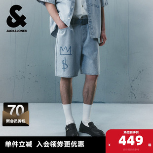 休闲印花宽松牛仔短裤 BSQ联名时尚 子 夏季 杰克琼斯奥特莱斯男装