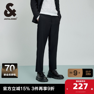 杰克琼斯outlets春季男士西裤休闲裤子合体商务正装黑色长裤男装
