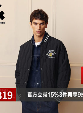 杰克琼斯NBA联名洛杉矶湖人队男装羽绒服冬季新款贴布棒球领上衣