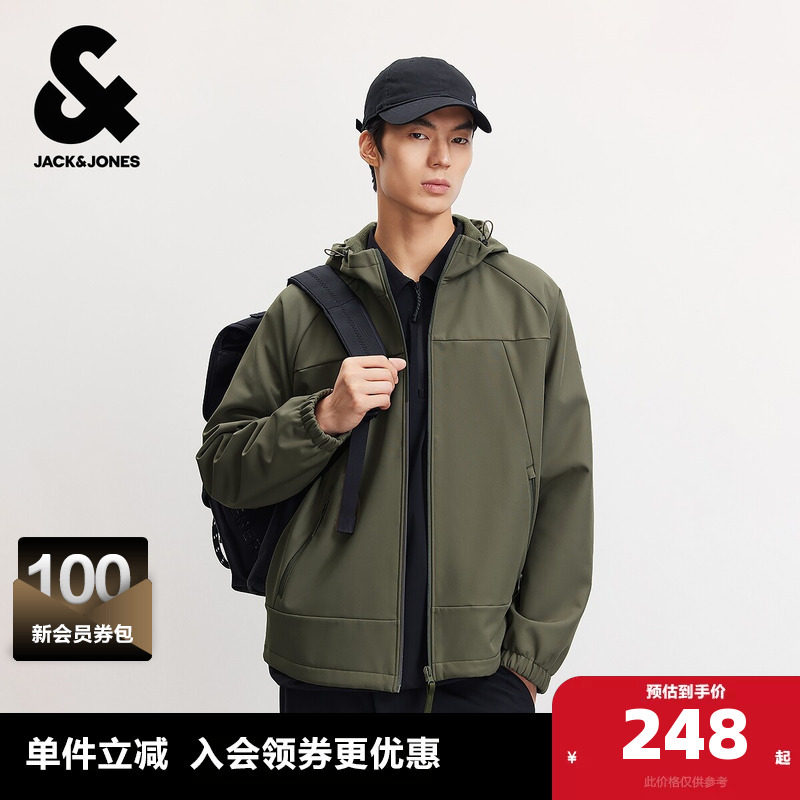 杰克琼斯春秋男装夹克上衣连帽户外运动风略宽松百搭潮流外套休闲