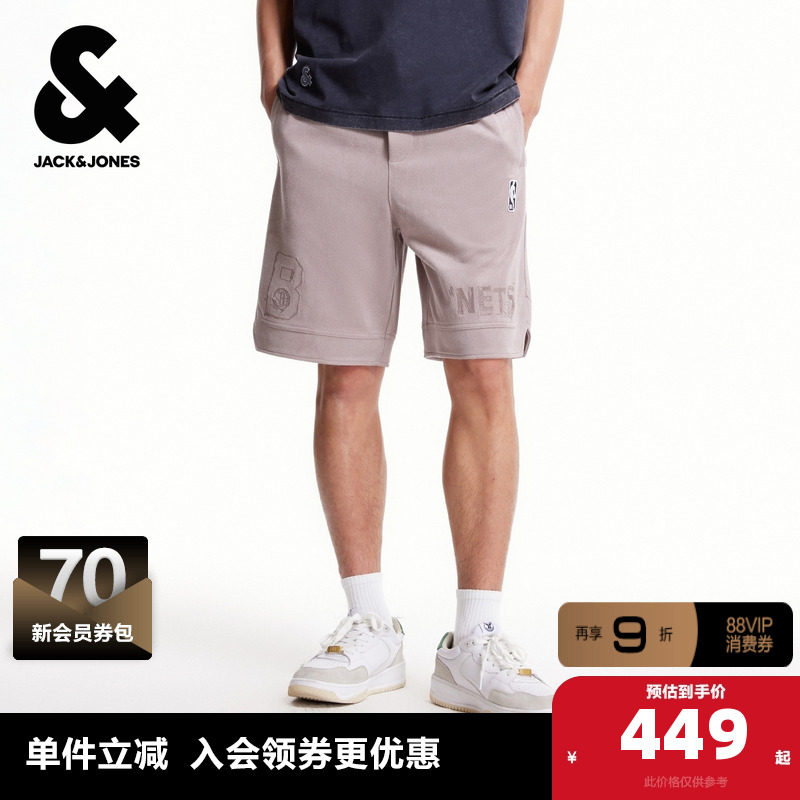 杰克琼斯奥特莱斯NBA联名男装秋季短裤潮酷出街字母刺绣裤子男