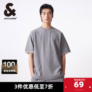 T恤男款 打底衫 夏季 杰克琼斯男装 男短袖 短袖 款 山水T宽松纯色 男士