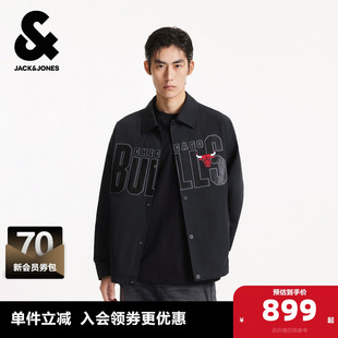 杰克琼斯NBA联名款秋季新款公牛队时尚休闲百搭宽松翻领夹克外套