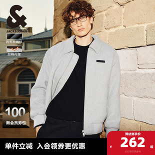 杰克琼斯outlets外套男春季 帅气保暖加棉静奢风翻领夹克棉服男装