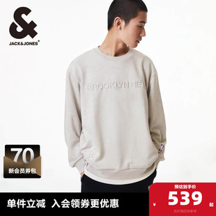 杰克琼斯春季NBA联名款篮网队百搭简约休闲字母圆领套头卫衣男装