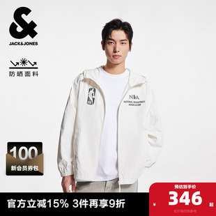 杰克琼斯NBA联名男装 防晒夹克胸前字母胶印舒适百搭外套男 夏季