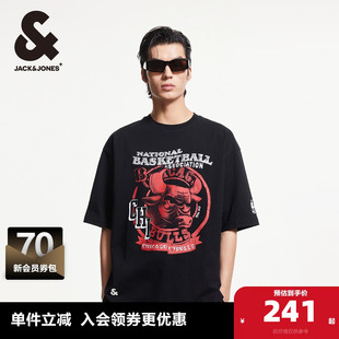 杰克琼斯春季百搭NBA联名芝加哥公牛队男士短袖T恤男款上衣男装