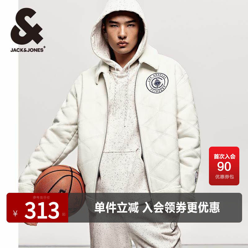 杰克琼斯翻领菱格车线夹克外套